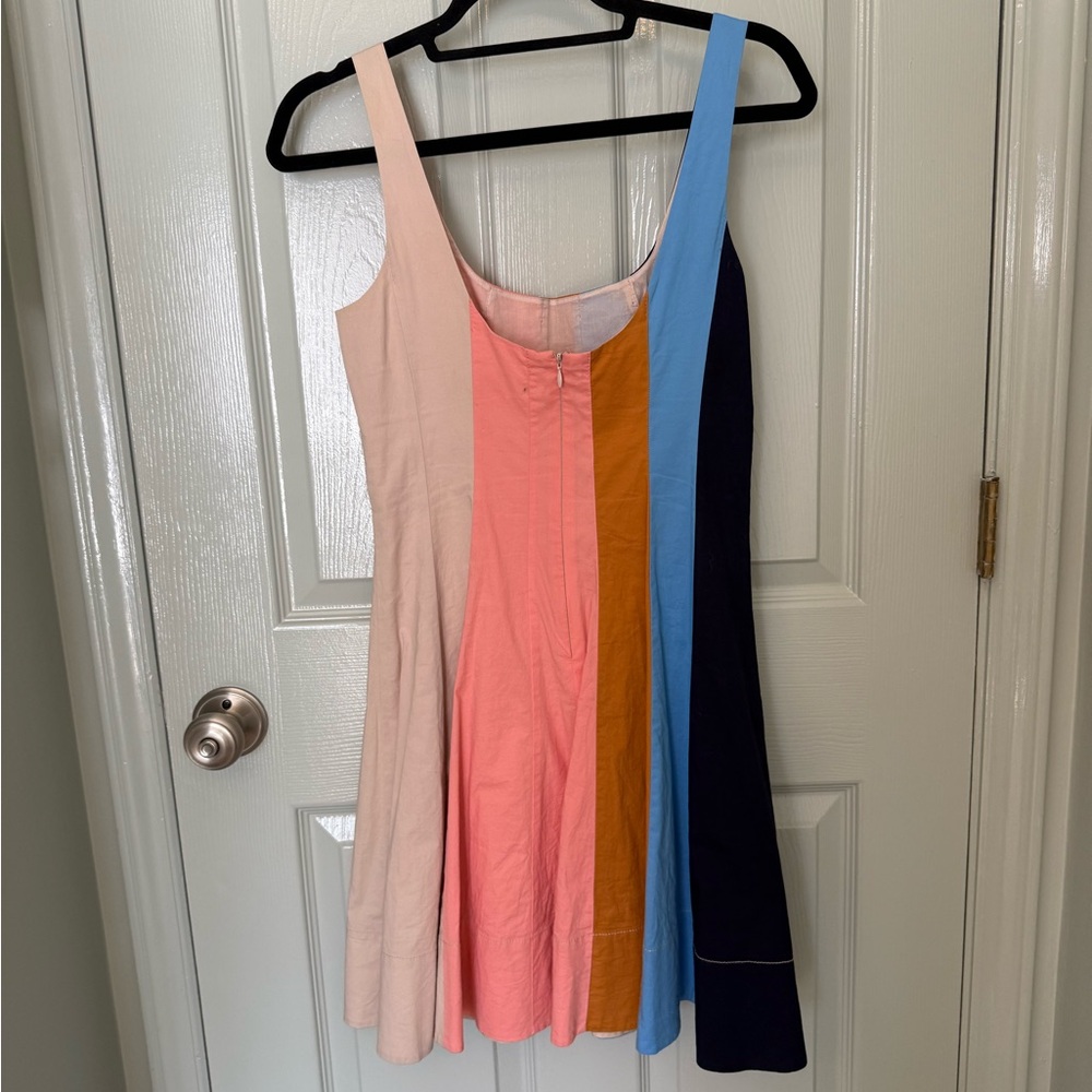Staud Wells Poplin Mini Dress in Land and Sea Stripe - Picture 5 of 6